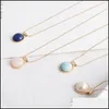 Pendentif Colliers Naturel 1 6Cm Perle Ronde Agate Pendentif Collier Plaqué Or Boule Chaîne Colliers Drop Delivery Bijoux Pendentifs Dhdjz