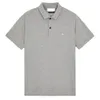 Marka Erkek Polos Tişörtleri Taş İşlemeli Yuvarlak Rozet Logo Adası Pamuk Günlük İş Kısa Kollu Klasik Gömlek 10