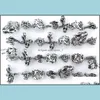 Smart ringen BK LOTS 20PCS Legering Chinese Dragon Design Ring Mix Cool Charm Vintage Gift Men Sieraden Groothandel Drop Delivery DHPQD