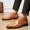 Martin Boots Hombres Zapatos Botas bajas Pu Cuero Tobillo Color sólido Moda Simple con cordones European Business Casual