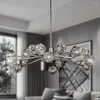 Avizeler Boule de De Clear Crystal Modern Retro Led Ball Tree Branch Lights Işıklar Fikstür Oturma Odası Yemek Lambaları Parlak