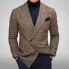 Herrenanzüge Herren Plaid Business Casual Blazer Zweireiher Jacke Revers Wearcoat Elegant D22
