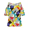 シャツ幾何学的抽象ファンキーアートプリントスタイリッシュs半袖韓国ファッションTシャツレディースサマートッププラスサイズ5xl