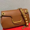 Women Crossbody Bag Handbags Purse Flap Shoulder Bags Rivet Chain Genuine Leather Plain Wallet Inside Fashion Letters Multiple Colors bagsmall68