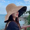 Geniş Memlu Şapkalar Yaz Kadın Kova Şapkası Büyük Panama Kapakları için Plaj Kapakları Güneş Anti UV Dome Örgü Örme Kadın