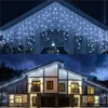 Décorations de Noël Décoration 2023 Icicle Lights Outdoor 8 modes LED Curtain Fairy String Année pour Noël / Indoor / Window Decor 221109