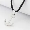 Runda Fashion IP Black en acier inoxydable Sailor Anchor Pendant Collier pour hommes bijoux avec corde en nylon 201013239C1337812