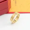 fashion Stainless Steel 18k Gold Love Ring With Crystal For Woman Jewelry Rings Men Wedding Promise Rings Female Women Gift Engagement