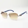 Medium diamond cool sunglasses 3524029 with natural blue wooden legs and 58 mm cut lens