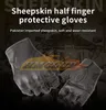 ST109 New Goat Skin Leather Motorcycle Gloves Half Finger Gloves Soft Wear Resistant Sheepskin Gloves Men Summer Motorcycle Men Women