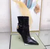 Botas cortas de cuero puntiagudas para mujer Moda tacones altos de terciopelo rojo 7 11 cm Pasarela de lujo fiesta vestido de novia zapatos caja de regalo tamaño 35-41