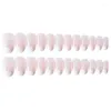 False Nails 24Pcs Shiny Nude White Border Middle Length French Square Head Full Cover Fake Glue DIY Manicure Tools