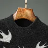 Men's sweater designer Autumn/winter High street fashion style Ladies warm outdoor large size classic black printed sweater mixed with wool knit jumper.