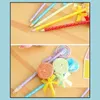 Stylos à bille 6 pièces / lot nouveauté en plastique Kawaii stylos de couleur bonbon forme stylo à bille sucette stylo à bille mignon papeterie école Supp Dhvom