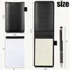 Mini Pocket Notepad Set PU Business Business Fearizontal مع 50 ورقة مبطنة للمكاتب والمدرسة بنية أسود