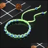 Beaded 20121 Handmade Braceletsturkey Blue Evil Eye Charm Bracelet For Women Braided String Rope Fatima Beads Chain Bangle Fashion J Dh1Vn