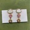 Europe and the United States Fashion Popular Dangle & Chandelier Earrings Women Color Diamond Flower Pendant Designer Earrings