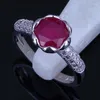 Clusterringen topkwaliteit zilveren kleur sieraden romantisch rood kristal kubieke zirkonia bloemring x0018 snel