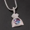 Custom Pos Necklace Fashion Gold Plated Purse Memory Iced Out Pendant Mens Hip Hop Necklaces Jewelry230c