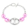 Braccialetti con ciondoli Moda Donna Uomo Argento Colore Oro Acciaio inossidabile Bianco Arancione Rosa Catena Lettera Cuore Bullone Bracciale Gioielli Regalo