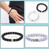 Beaded 8Mm Beaded Bracelet Rainbow Strand White Pine Frosted Stone Couple Bracelets Fashion Jewelry For Women Men Gift Wholesale Dro Dh80Z