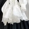 캐주얼 드레스 가을과 겨울 22 호주 디자인 여성 중공업 중공 낭만적 인 부드러운 새 스타일 스탠드 칼라 긴 소매 허리 슬림 두 조각 드레스