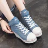 Kleid Schuhe High Top Leinwand Frauen Keil Schuhe frauen Denim Ankle Lace Up Damen Knöchel Leinwand Schuhe Frau 8 cm Heels Turnschuhe 221110