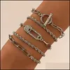 Pulseras con dijes Pulseras con dijes Ingesight Z 5 unids / set Brazaletes de cadena de cuerda de metal trenzado MTI Rhinestones en capas Crystal Toggle Lasso J Dhpal