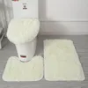 Toiletbrilhoezen 3 stks/set Effen Kleur Fluwelen Badkamer Mat Pluizige Haren Badtapijten Moderne Deksel Cover Zacht Pluche Tapijt