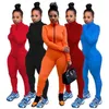 Combinaisons plissées de créateurs femmes automne et hiver nouveau pantalon de corps à glissière de couleur unie