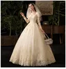 Vestido de noiva para vestidos personalizados de manga cheia bordado de renda de renda simples vestido nupcial vestido de noiva