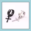 Hoop Huggie Korean Cross Hoop Earrings Dangling Studs 316L Stainless Steel Jewelry Single Ear Rings Cuff Earings For Men Women 10P Dh2Et