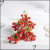 Decorative Flowers Wreaths Christmas Berry 7 Fork Simation Orange Purple Berries Decoration Fruit Artificial Blueberry Xmas Home D Dhs1A