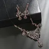 Ketting oorbellen ingesteld wbmqda luxe grijs kristal bloem vrouwen oorr earring goud kleur turkish strass vintage bruiloft sieraden