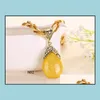 Hänghalsband kinesiska nationella stil smycken teardrop hänge halsband med tjeckisk diamant strasspärla och repkedja 16colo dhjvt