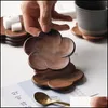 Mats Pads Walnut Wood Coasters Plum Blossom Shape Cup Pad Coffee Tea Wooden Drink Mat Home Bar Office Mug Coaster Drop Delivery Ga Dhnfg