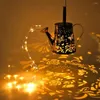 Arrosoir lumières fer creux Art lampe solaire extérieur jardin décoration suspendu étanche métal bouilloire lanterne paysage lumière