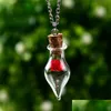 Pendant Necklaces New Wishing Bottles Dried Flower Necklaces Women Necklace Glass Plant Fashion Jewelry Christmas Gift Will And Sand Dhl3U