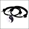 Charm-Armbänder Charm-Armbänder Tai Chi Paar Legierung Anhänger Verstellbares Geflecht Kettenarmband Passender Liebhaber Für Geschenkcharm Kent22 Dro Dhjgo