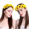 Kopfbedeckungen, Sonnenblumen-Kronenkranz, böhmischer Blumen-Kopfschmuck, Braut, Hochzeit, Blumen-Haarband