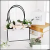 파티 장식 크래프트 종이 꽃집 가방 검은 흰색 분홍색 꽃 상자 방수 선물 가방 웨딩 발렌타인 데이 드롭 배달 홈 DH4RF
