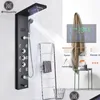 バスルームシャワーヘッドバスルームシャワーヘッドLEDライトパネルウォーターフォールレインデジタルディスプレイ蛇口セットスパマスジェットコラムミキサータップT DHWLZ