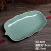 Plates Creative Banana Leaf Dinner Plate Ceramic Porcelain Celadon Home Tableware Container Fruit Salad Dish Chinese Dishes Gift