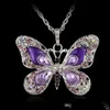 Collane con ciondolo New Mticolor Crystal Butterfly Collana Sier Shiny Catene con ciondolo Gioielli Donna Drop Delivery Collane Pendenti Dh3U7