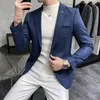 Herenpakken 2022 Boutique S-4XL Herenmode Business Casual Slim Gentleman Koreaanse stijl Comfortabele Britse kleding Suede klein pak