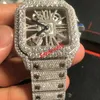 Relógio de pulso Nova versão VVS1 Diamantes relógio Rose Gold misturado Sier Skeleton Watch PASS TT Movimento de quartzo Top Men Luxury Iced Out Sapphire Watch9DFN70KF0O34