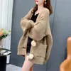 QNPQYX Maglioni oversize vintage da donna Maglioni con scollo a V Autunno Inverno Nuovo cardigan femminile lavorato a maglia caldo casual Cappotto da donna allentato