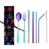 Flatware Sets Stainless Steel Cutlery Sets Chopsticks Spoons Knife Sts Cleaning Brush Set Portable Reusable Dinnerware Summer Bevera Dh1Sn