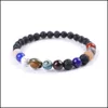 Sistema solare in rilievo Galaxy Stellato Lava Rock Pietra naturale Perline Fili Bracciali per donna Uomo Gioielli moda Will e Sandy Drop Dhxte