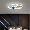 Moderne minimalistische kinderslaapkamer Ventilatorverlichting LED driekleurige verlichting Binnenplafondlamp IJzeren verf Gouden wolken Kinderarmatuur